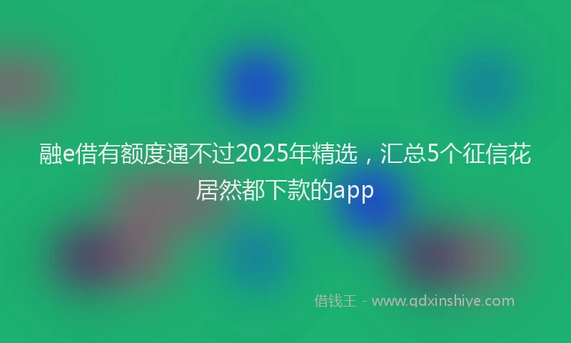 融e借有额度通不过2025年精选，汇总5个征信花居然都下款的app
