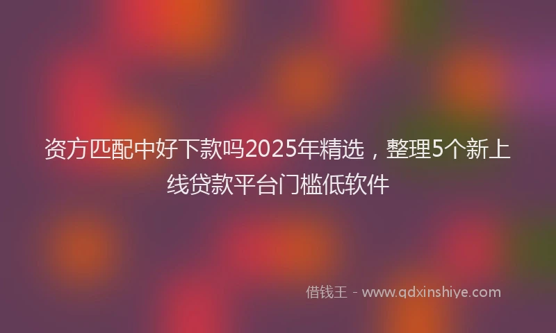 资方匹配中好下款吗2025年精选，整理5个新上线贷款平台门槛低软件
