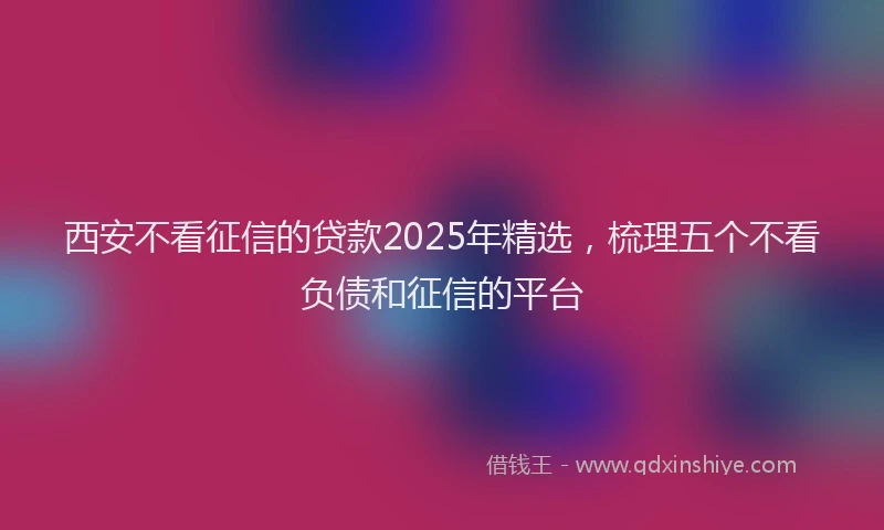 西安不看征信的贷款2025年精选，梳理五个不看负债和征信的平台