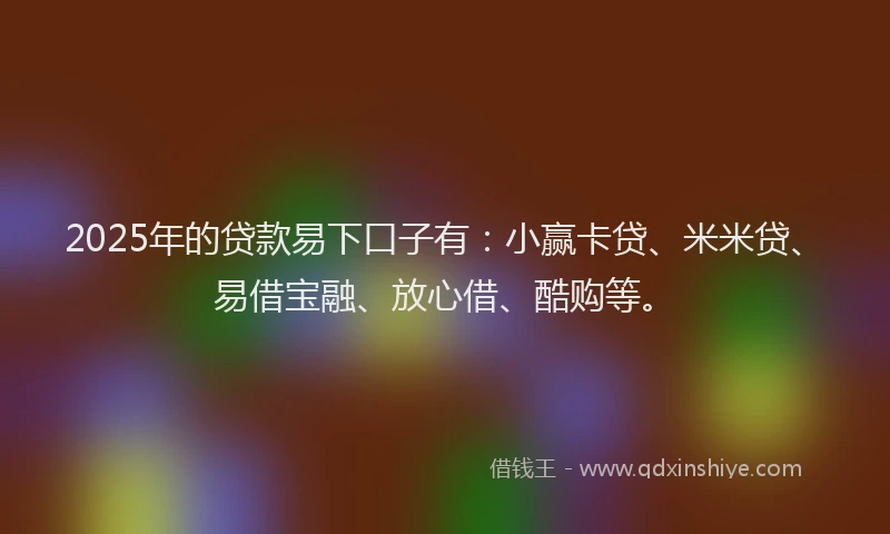 2025年的贷款易下口子有：小赢卡贷、米米贷、易借宝融、放心借、酷购等。