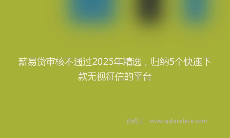 薪易贷审核不通过2025年精选，归纳5个快速下款无视征信的平台