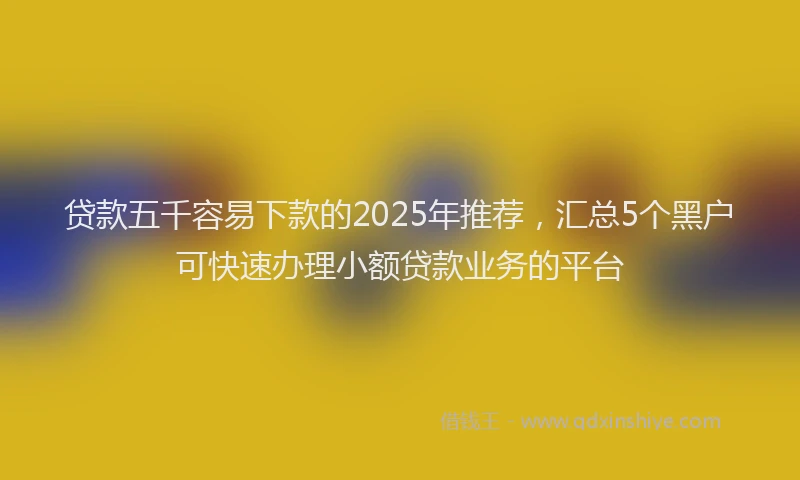贷款五千容易下款的2025年推荐，汇总5个黑户可快速办理小额贷款业务的平台