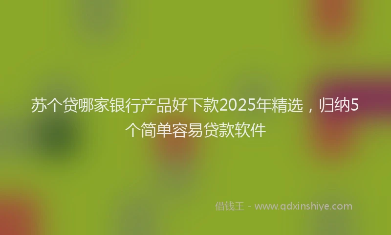苏个贷哪家银行产品好下款2025年精选，归纳5个简单容易贷款软件