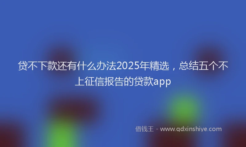 贷不下款还有什么办法2025年精选，总结五个不上征信报告的贷款app