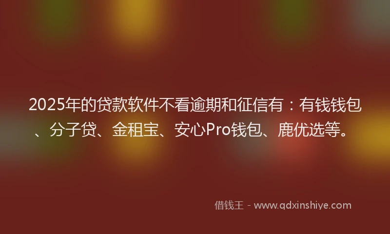 2025年的贷款软件不看逾期和征信有：有钱钱包、分子贷、金租宝、安心Pro钱包、鹿优选等。