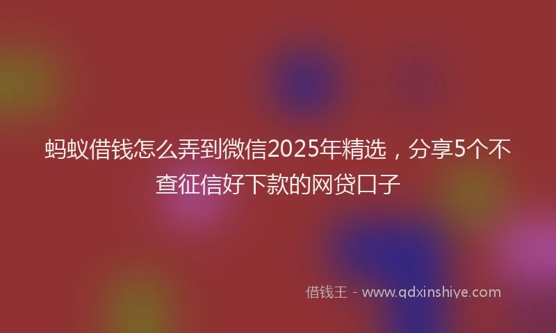蚂蚁借钱怎么弄到微信2025年精选，分享5个不查征信好下款的网贷口子