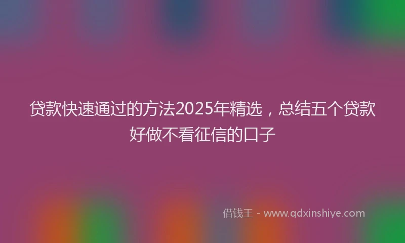 贷款快速通过的方法2025年精选，总结五个贷款好做不看征信的口子