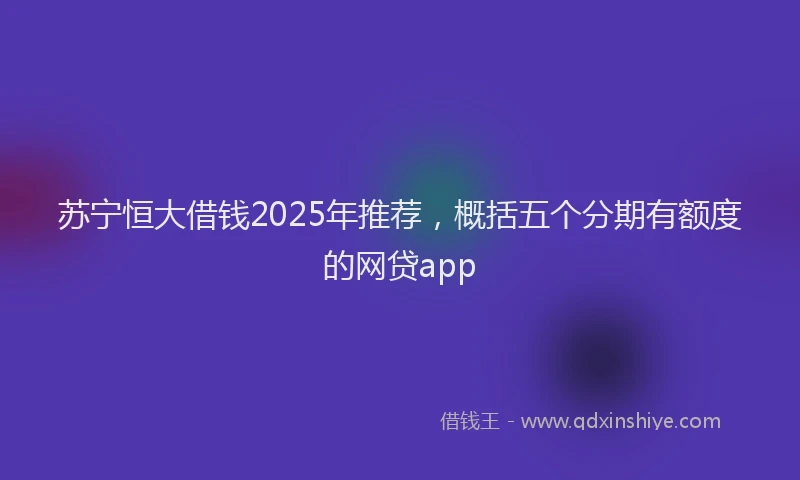 苏宁恒大借钱2025年推荐，概括五个分期有额度的网贷app