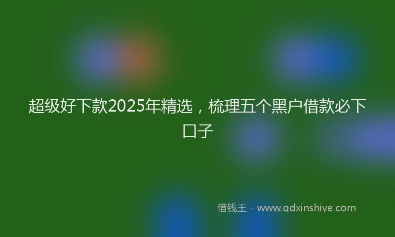 超级好下款2025年精选，梳理五个黑户借款必下口子