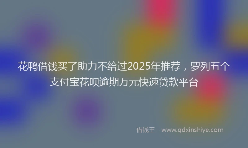 花鸭借钱买了助力不给过2025年推荐，罗列五个支付宝花呗逾期万元快速贷款平台