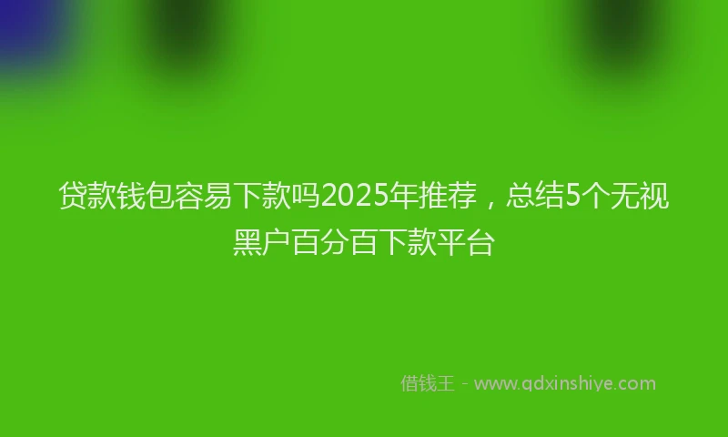 贷款钱包容易下款吗2025年推荐，总结5个无视黑户百分百下款平台