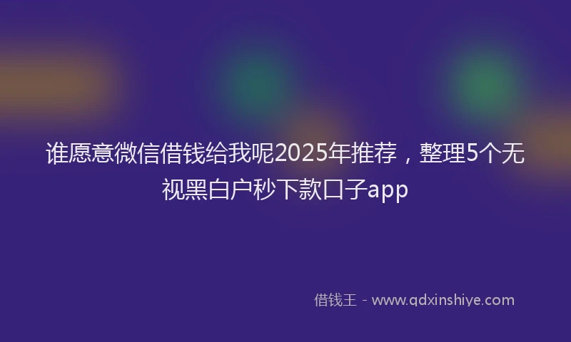 谁愿意微信借钱给我呢2025年推荐，整理5个无视黑白户秒下款口子app