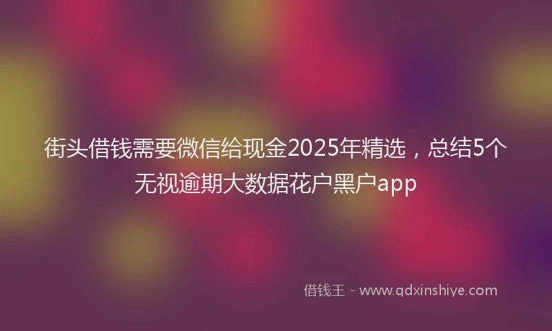 街头借钱需要微信给现金2025年精选，总结5个无视逾期大数据花户黑户app