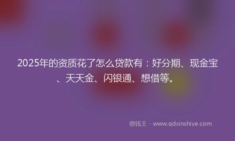 2025年的资质花了怎么贷款有：好分期、现金宝、天天金、闪银通、想借等。