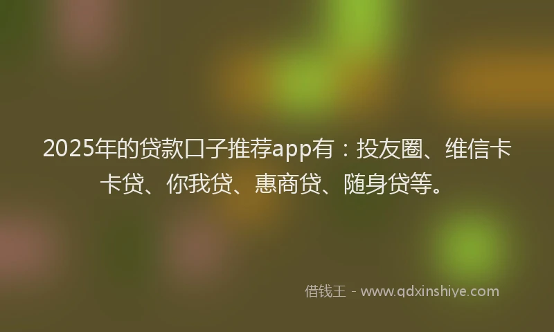 2025年的贷款口子推荐app有：投友圈、维信卡卡贷、你我贷、惠商贷、随身贷等。