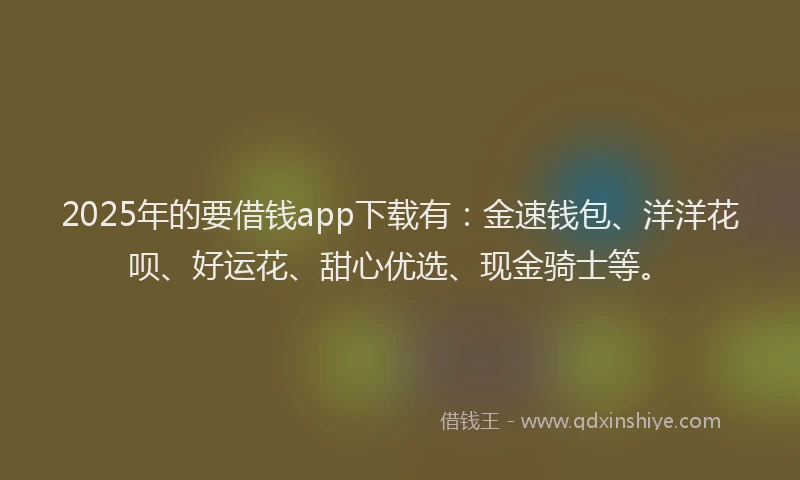 2025年的要借钱app下载有：金速钱包、洋洋花呗、好运花、甜心优选、现金骑士等。