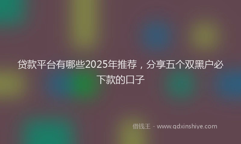 贷款平台有哪些2025年推荐，分享五个双黑户必下款的口子