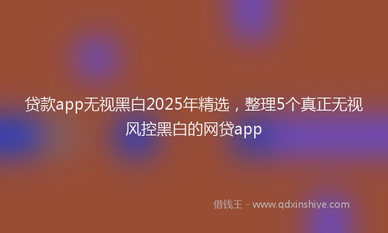 贷款app无视黑白2025年精选，整理5个真正无视风控黑白的网贷app