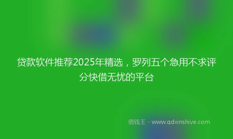 贷款软件推荐2025年精选，罗列五个急用不求评分快借无忧的平台