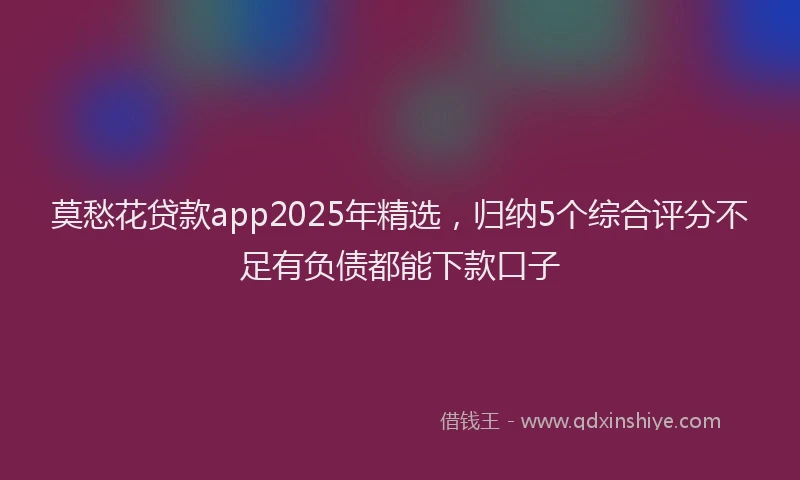 莫愁花贷款app2025年精选，归纳5个综合评分不足有负债都能下款口子