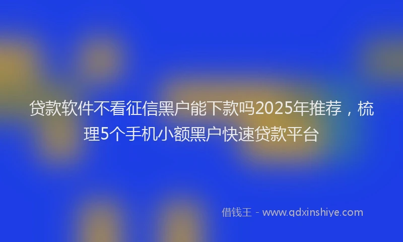 贷款软件不看征信黑户能下款吗2025年推荐，梳理5个手机小额黑户快速贷款平台