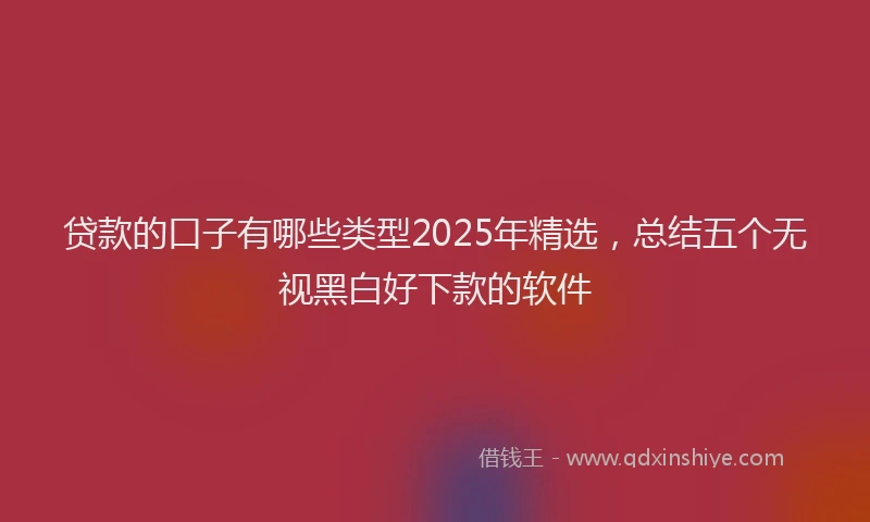 贷款的口子有哪些类型2025年精选，总结五个无视黑白好下款的软件