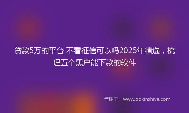 贷款5万的平台 不看征信可以吗2025年精选，梳理五个黑户能下款的软件