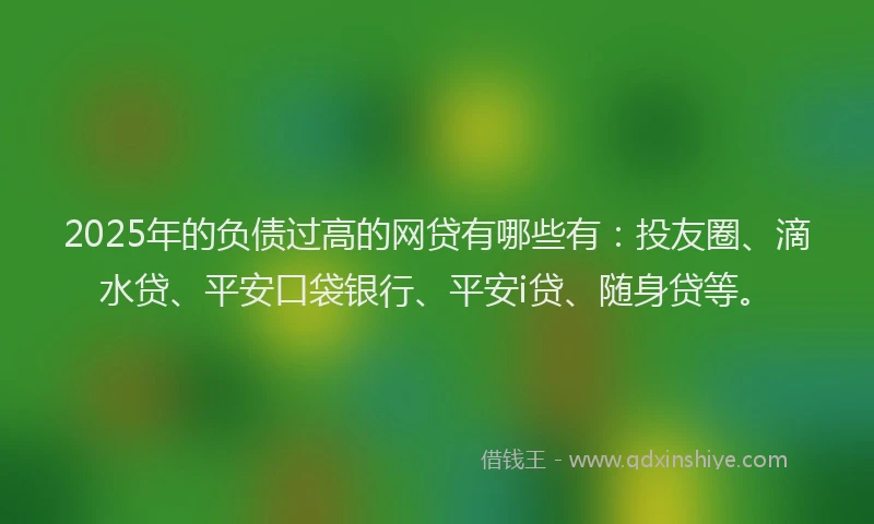 2025年的负债过高的网贷有哪些有：投友圈、滴水贷、平安口袋银行、平安i贷、随身贷等。