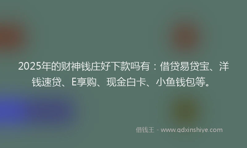 2025年的财神钱庄好下款吗有：借贷易贷宝、洋钱速贷、E享购、现金白卡、小鱼钱包等。