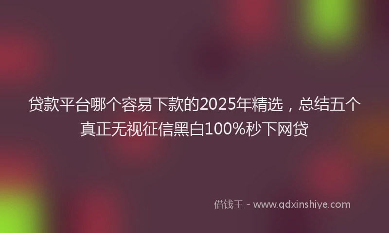 贷款平台哪个容易下款的2025年精选，总结五个真正无视征信黑白100%秒下网贷