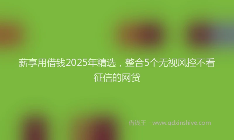 薪享用借钱2025年精选，整合5个无视风控不看征信的网贷