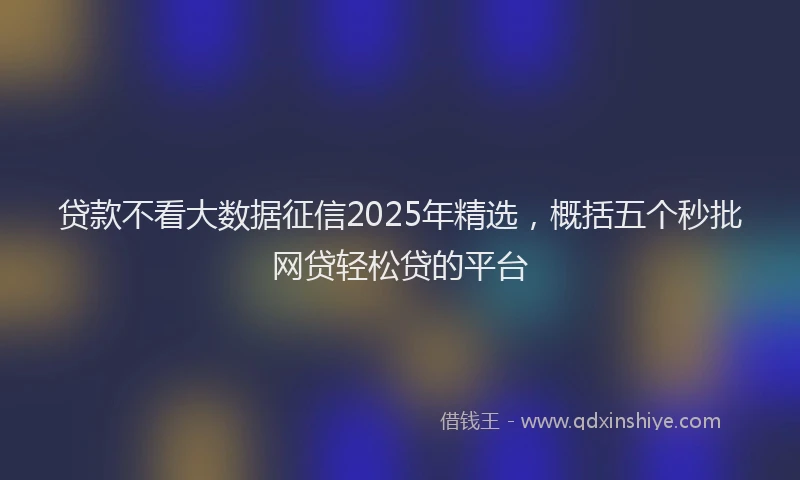 贷款不看大数据征信2025年精选，概括五个秒批网贷轻松贷的平台