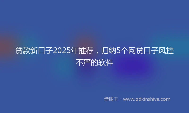 贷款新口子2025年推荐，归纳5个网贷口子风控不严的软件
