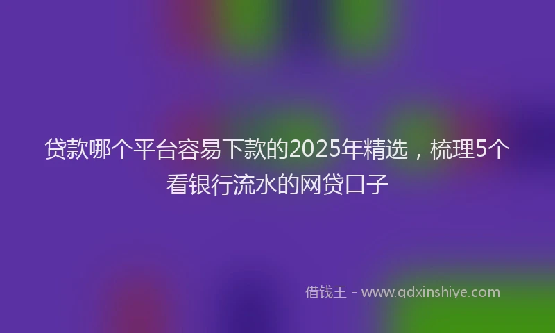 贷款哪个平台容易下款的2025年精选，梳理5个看银行流水的网贷口子