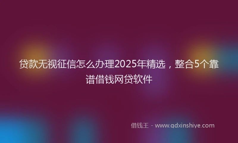 贷款无视征信怎么办理2025年精选，整合5个靠谱借钱网贷软件