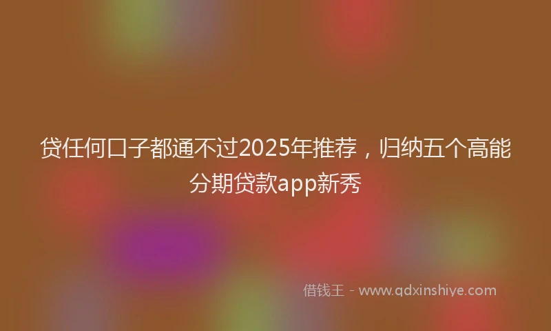 贷任何口子都通不过2025年推荐，归纳五个高能分期贷款app新秀