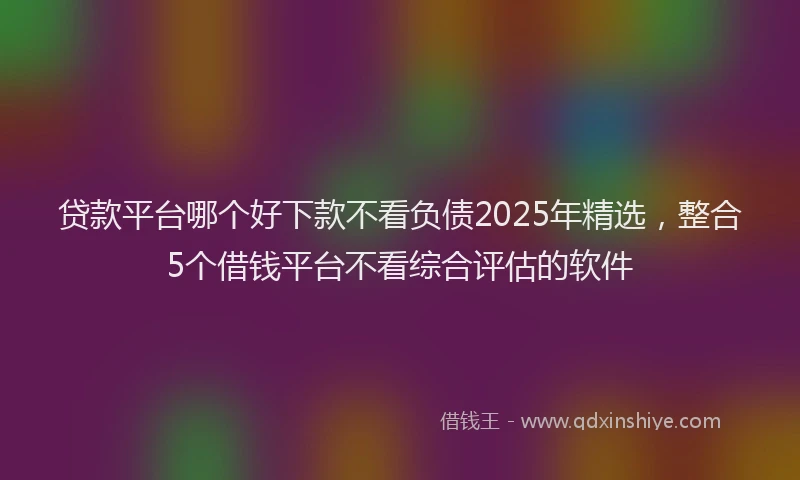 贷款平台哪个好下款不看负债2025年精选，整合5个借钱平台不看综合评估的软件