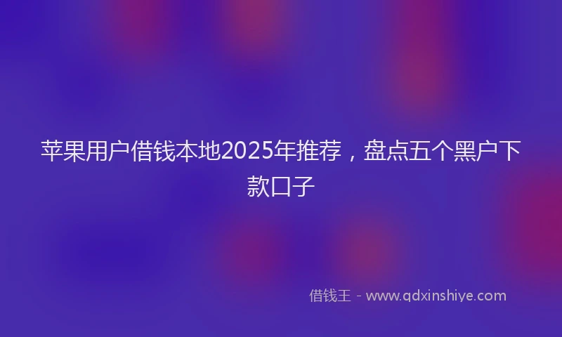 苹果用户借钱本地2025年推荐，盘点五个黑户下款口子
