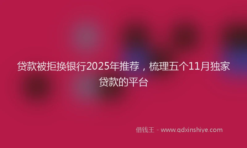 贷款被拒换银行2025年推荐，梳理五个11月独家贷款的平台