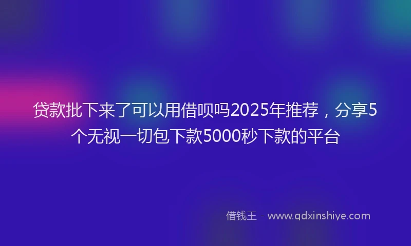 贷款批下来了可以用借呗吗2025年推荐，分享5个无视一切包下款5000秒下款的平台