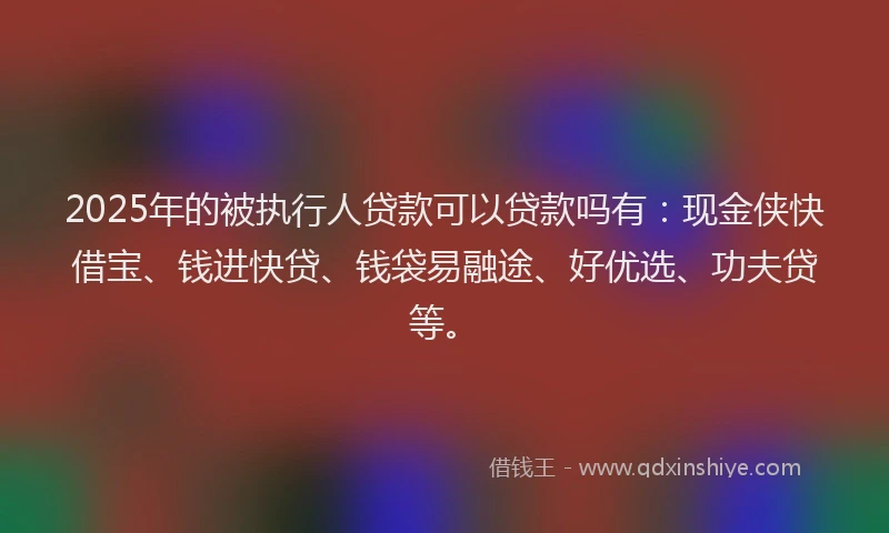 2025年的被执行人贷款可以贷款吗有：现金侠快借宝、钱进快贷、钱袋易融途、好优选、功夫贷等。