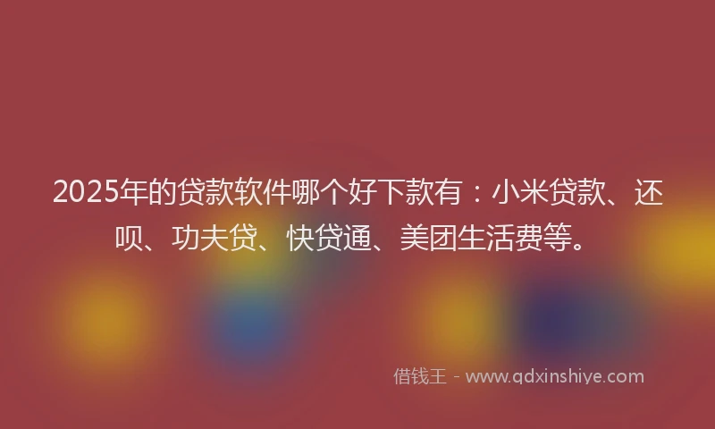 2025年的贷款软件哪个好下款有：小米贷款、还呗、功夫贷、快贷通、美团生活费等。
