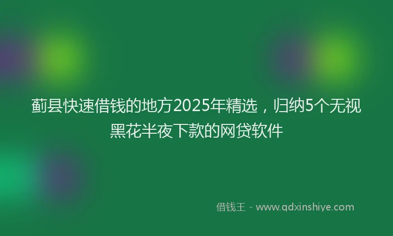 蓟县快速借钱的地方2025年精选，归纳5个无视黑花半夜下款的网贷软件
