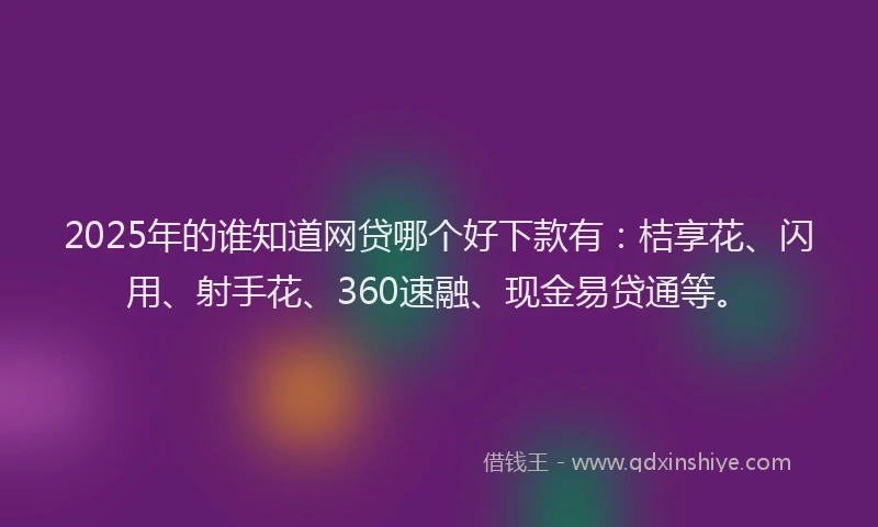 2025年的谁知道网贷哪个好下款有：桔享花、闪用、射手花、360速融、现金易贷通等。