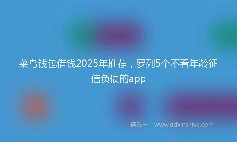 菜鸟钱包借钱2025年推荐，罗列5个不看年龄征信负债的app