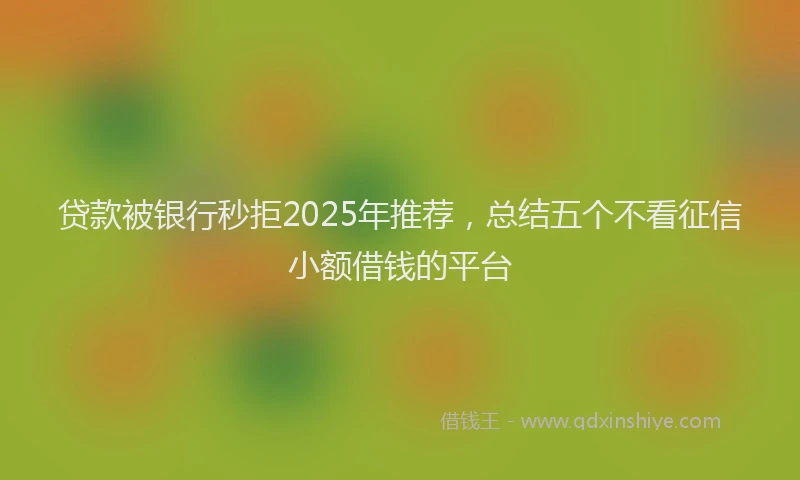 贷款被银行秒拒2025年推荐，总结五个不看征信小额借钱的平台
