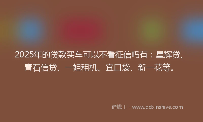 2025年的贷款买车可以不看征信吗有：星辉贷、青石信贷、一姐租机、宜口袋、新一花等。