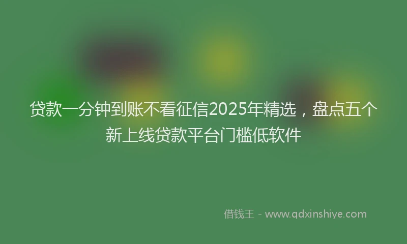 贷款一分钟到账不看征信2025年精选，盘点五个新上线贷款平台门槛低软件