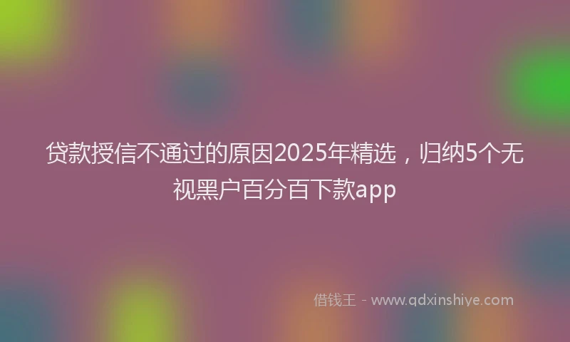 贷款授信不通过的原因2025年精选，归纳5个无视黑户百分百下款app
