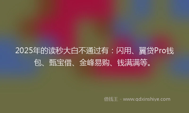 2025年的读秒大白不通过有：闪用、翼贷Pro钱包、甄宝借、金峰易购、钱满满等。